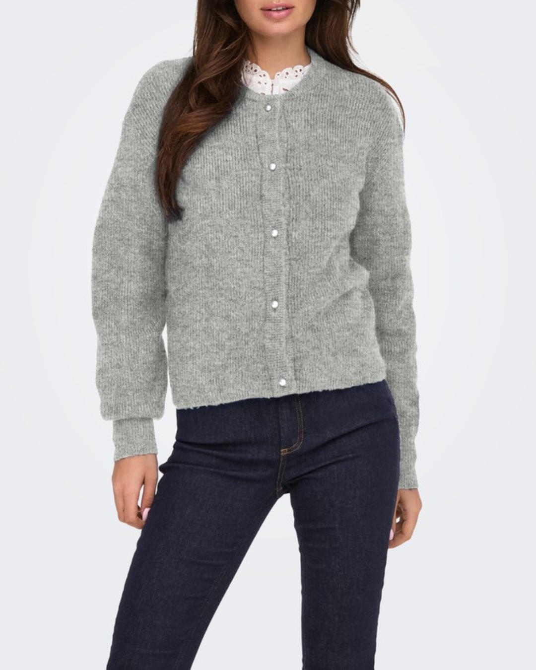 JDY Lumi L/S Button Cardigan Knit Medium Grey Melange