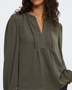 JDY Rachel Life L/S Pintuck Top Black Olive