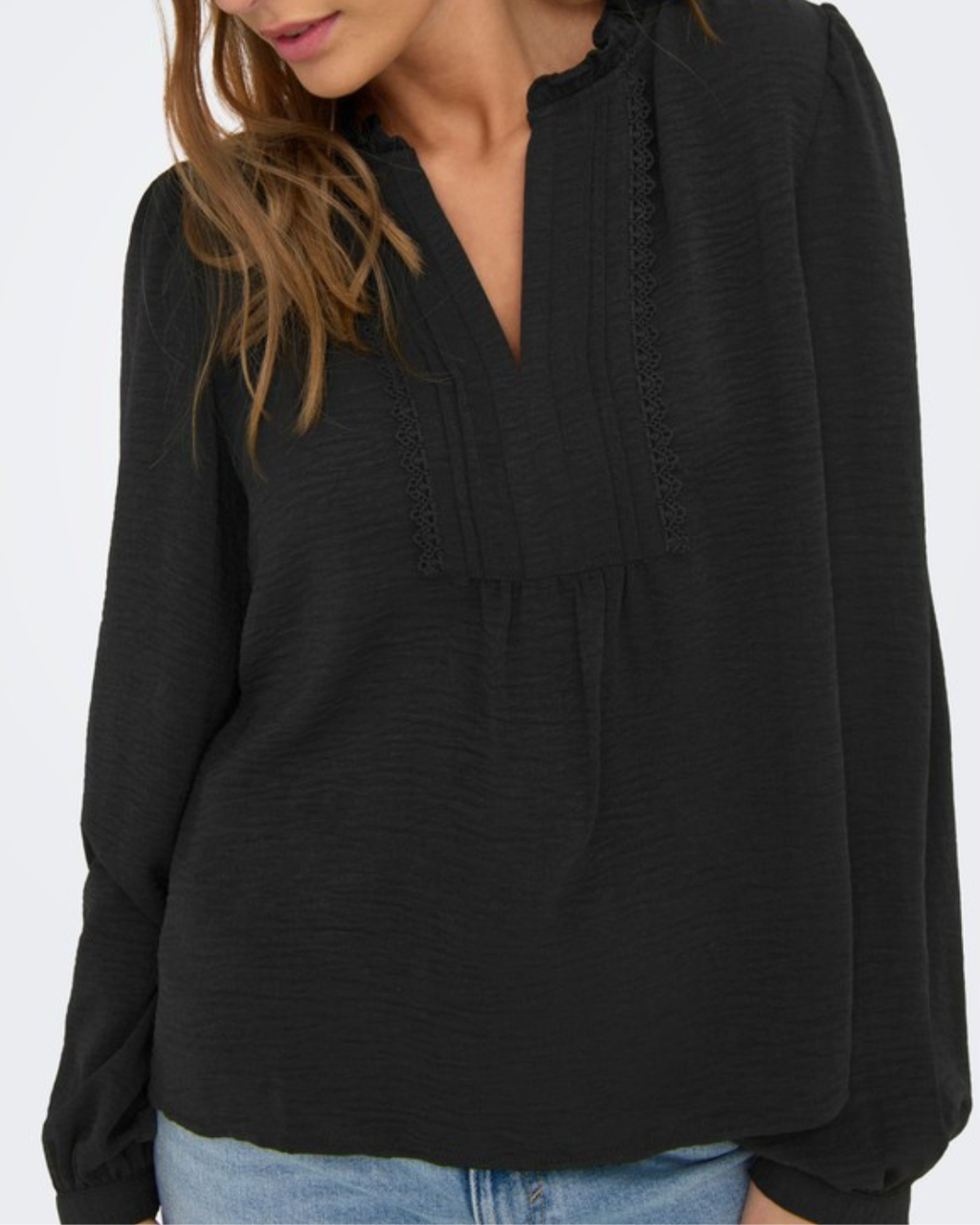 JDY Rachel Life L/S Pintuck Top Black