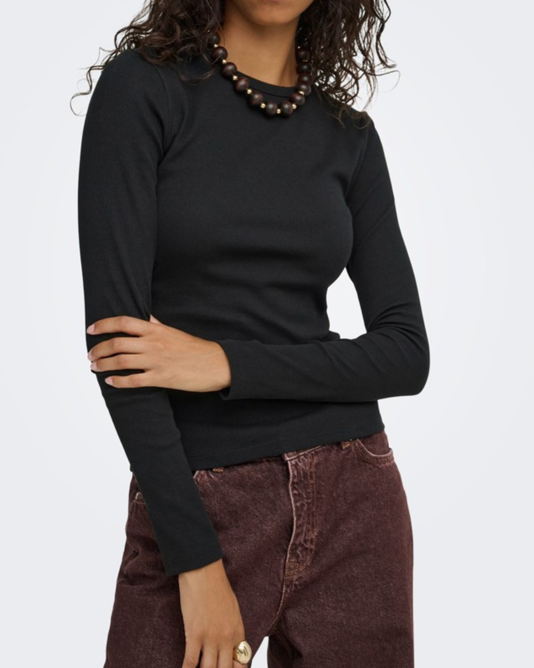 JDY Lucky L/S O Neck New Top Black