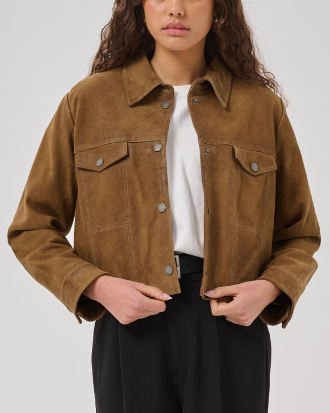 My Essential Wardrobe Gispo Suede Jacket Light Bison Brown