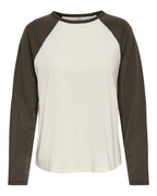 JDY Jeanett L/S Raglan Contrast Top Antique White/ Black Olive