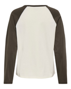 JDY Jeanett L/S Raglan Contrast Top Antique White/ Black Olive