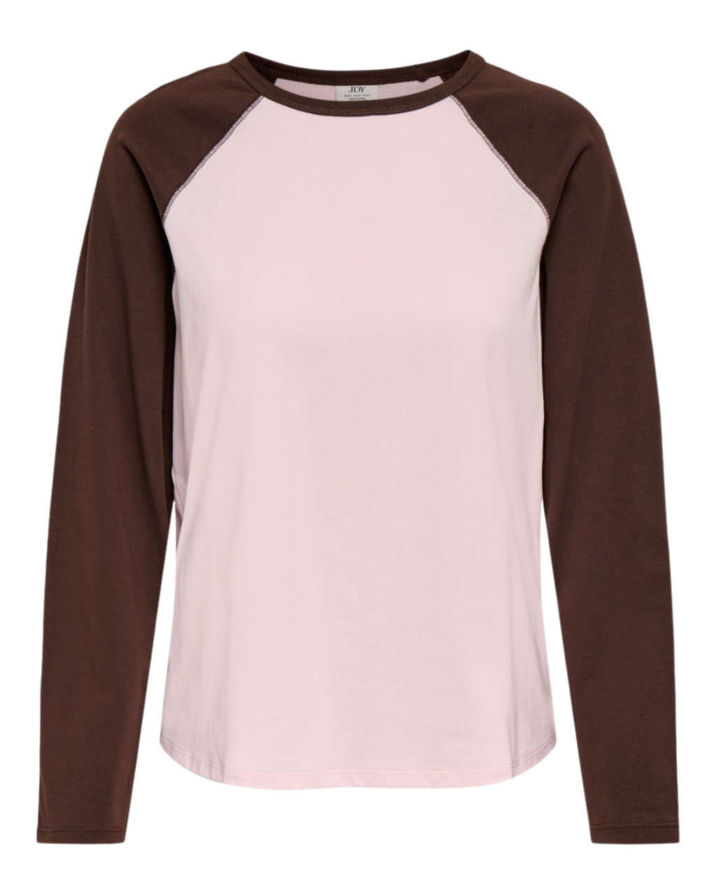 JDY Jeanet LS Raglan Contrast Top Chalk Pink/ Coffee Bean