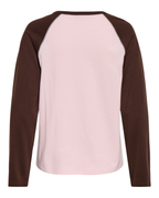 JDY Jeanet LS Raglan Contrast Top Chalk Pink/ Coffee Bean