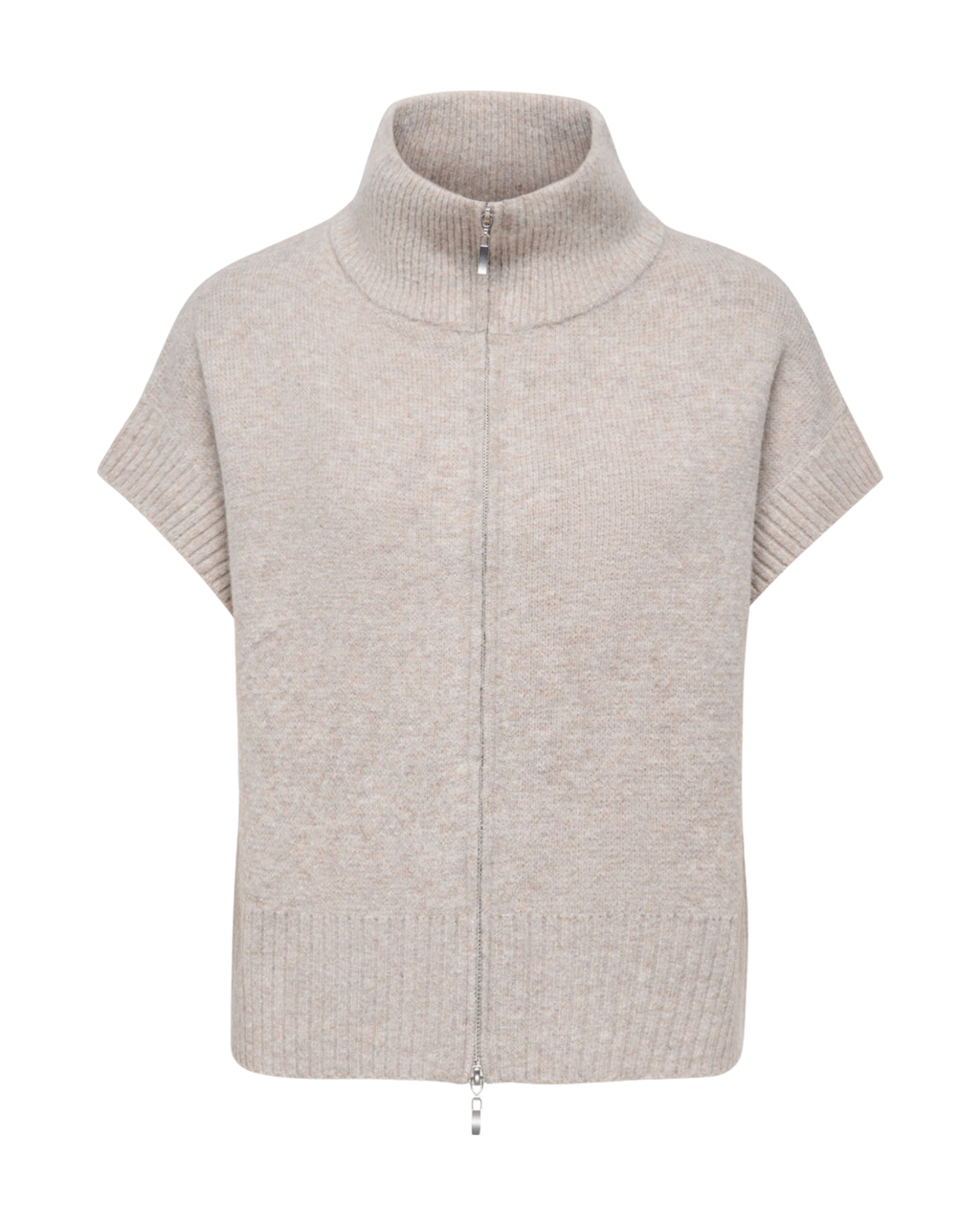 JDY Lea 2Way Zip Vest Knit Natural Melange