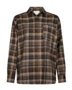 Neo Noir Dalma Flannel Check Shirt Dark Taupe