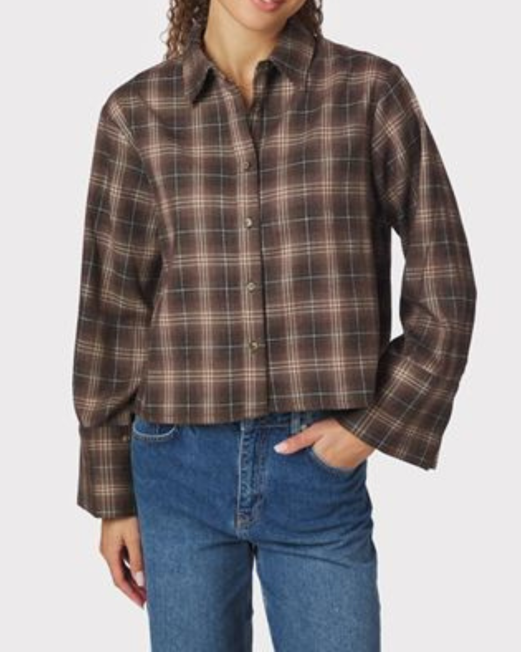 Neo Noir Jaylin Flannel Check Shirt Dark Taupe