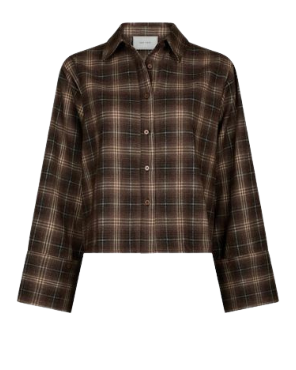 Neo Noir Jaylin Flannel Check Shirt Dark Taupe