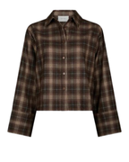 Neo Noir Jaylin Flannel Check Shirt Dark Taupe