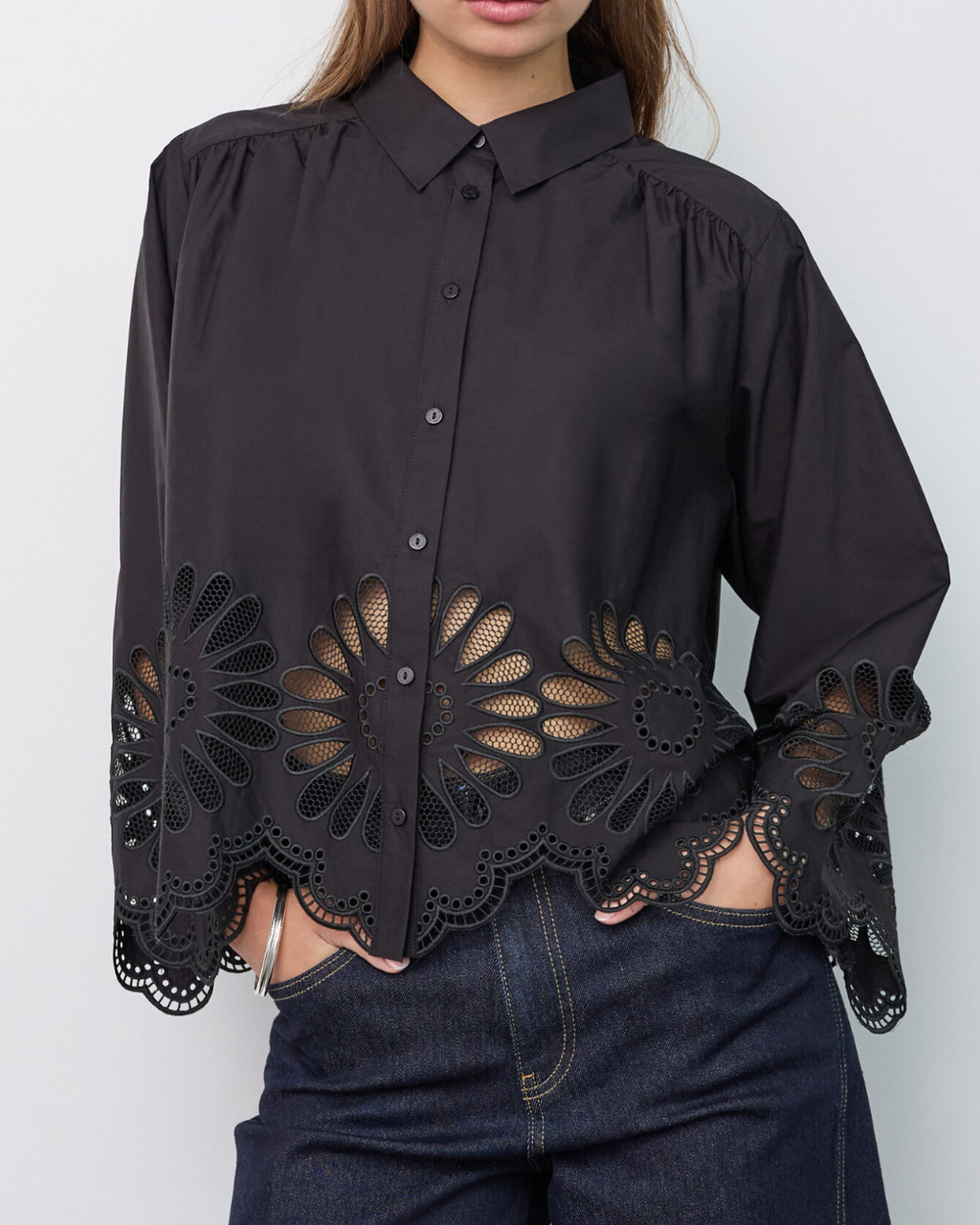 Co'Couture Melise Emb. LS Shirt Black