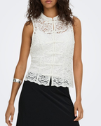 JDY Isolde S/L Buttons Lace Top Cloud Dancer