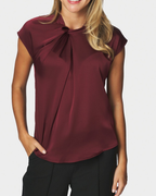 Neo Noir Fleur Drapy Satin Blouse Burgundy