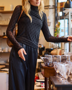 Hyp The Detail Mesh High Neck Blouse Black