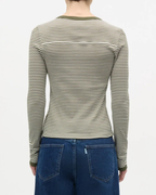 Mads Nørgaard Grace Jersey Stripe Camille Tee LS White/Tarmac