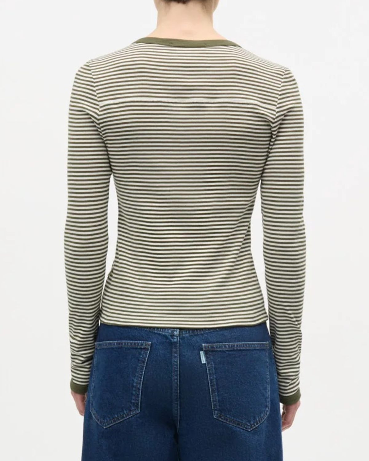 Mads Nørgaard Grace Jersey Stripe Camille Tee LS White/Tarmac