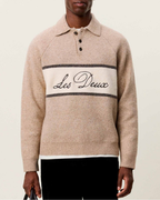 Les Deux Signature Melange Knitted Polo Dark Sand