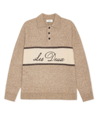 Les Deux Signature Melange Knitted Polo Dark Sand