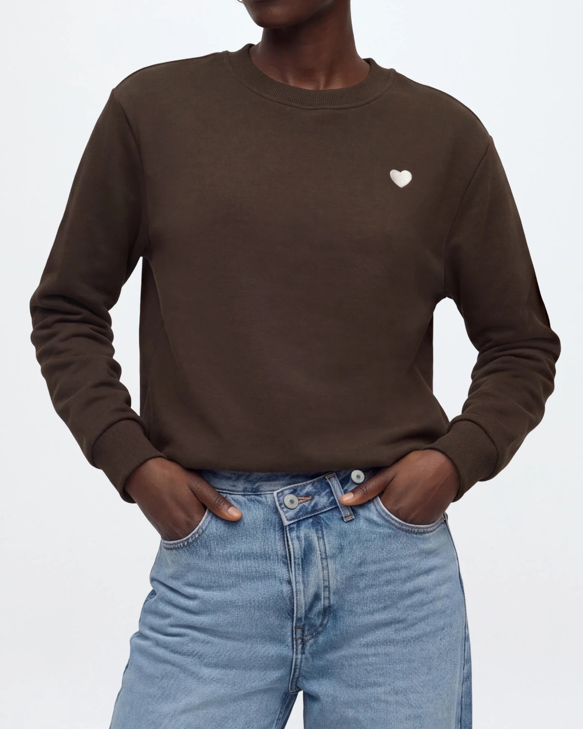 JDY "JDYPARIS L/S EMB SWEAT JRS" Sweatshirt Brown