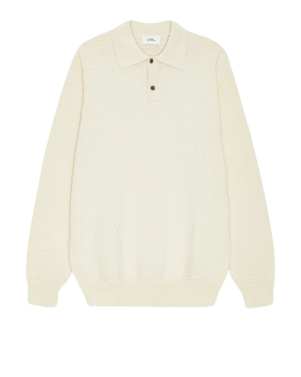 Les Deux Check Structure Knitted LS Polo Off White