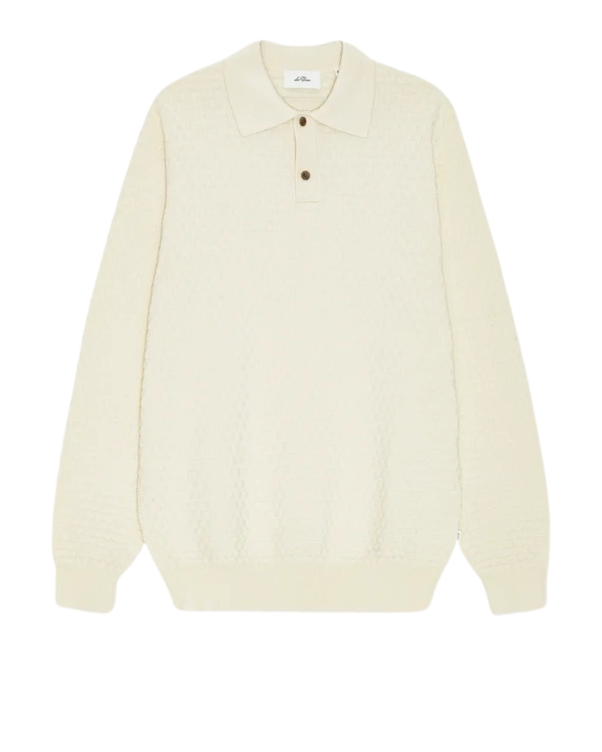 Les Deux Check Structure Knitted LS Polo Off White