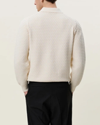 Les Deux Check Structure Knitted LS Polo Off White