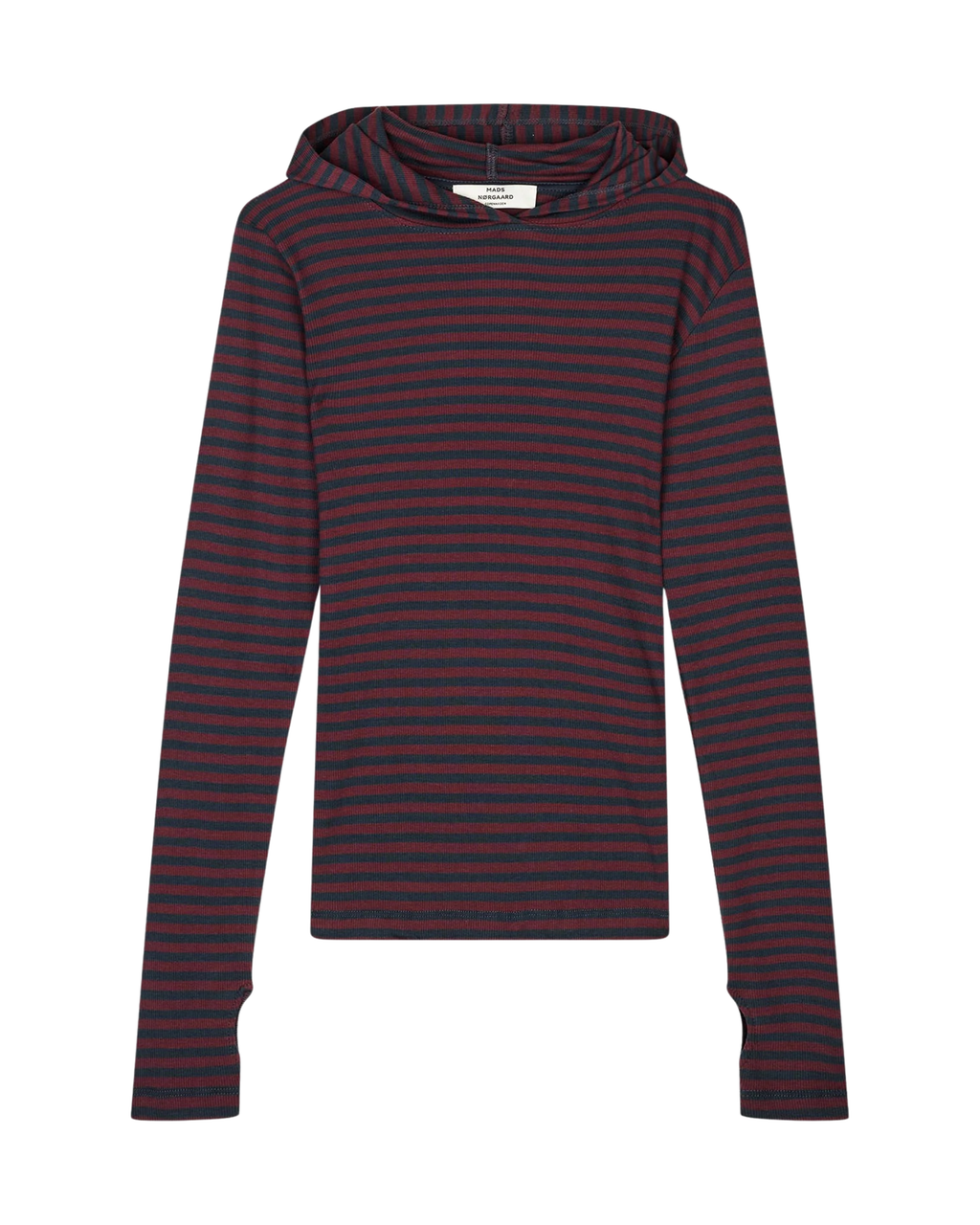 Mads Nørgaard 2x2 Cotton Stripe Tutti Hood Bordeux/Navy