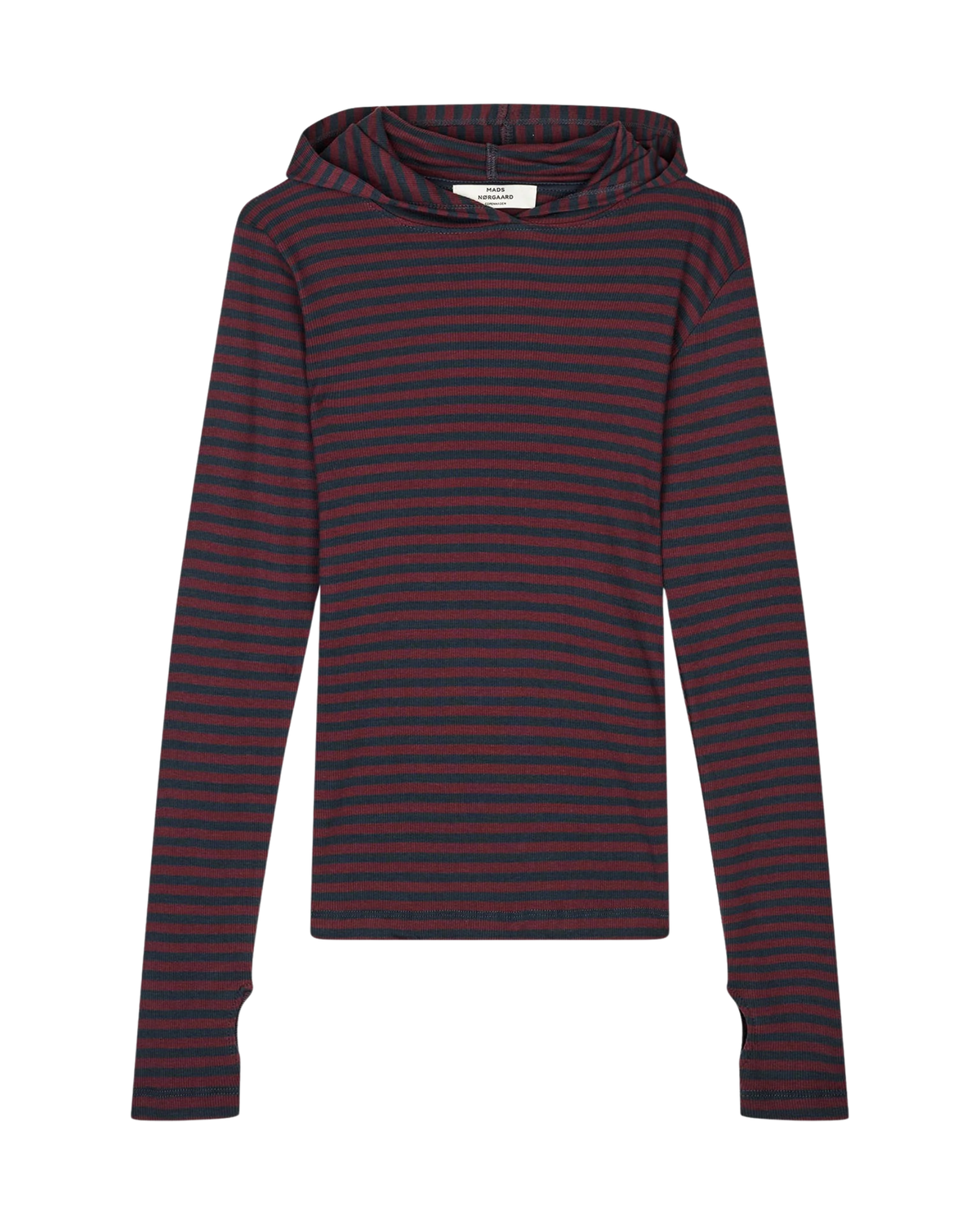 Mads Nørgaard 2x2 Cotton Stripe Tutti Hood Bordeux/Navy