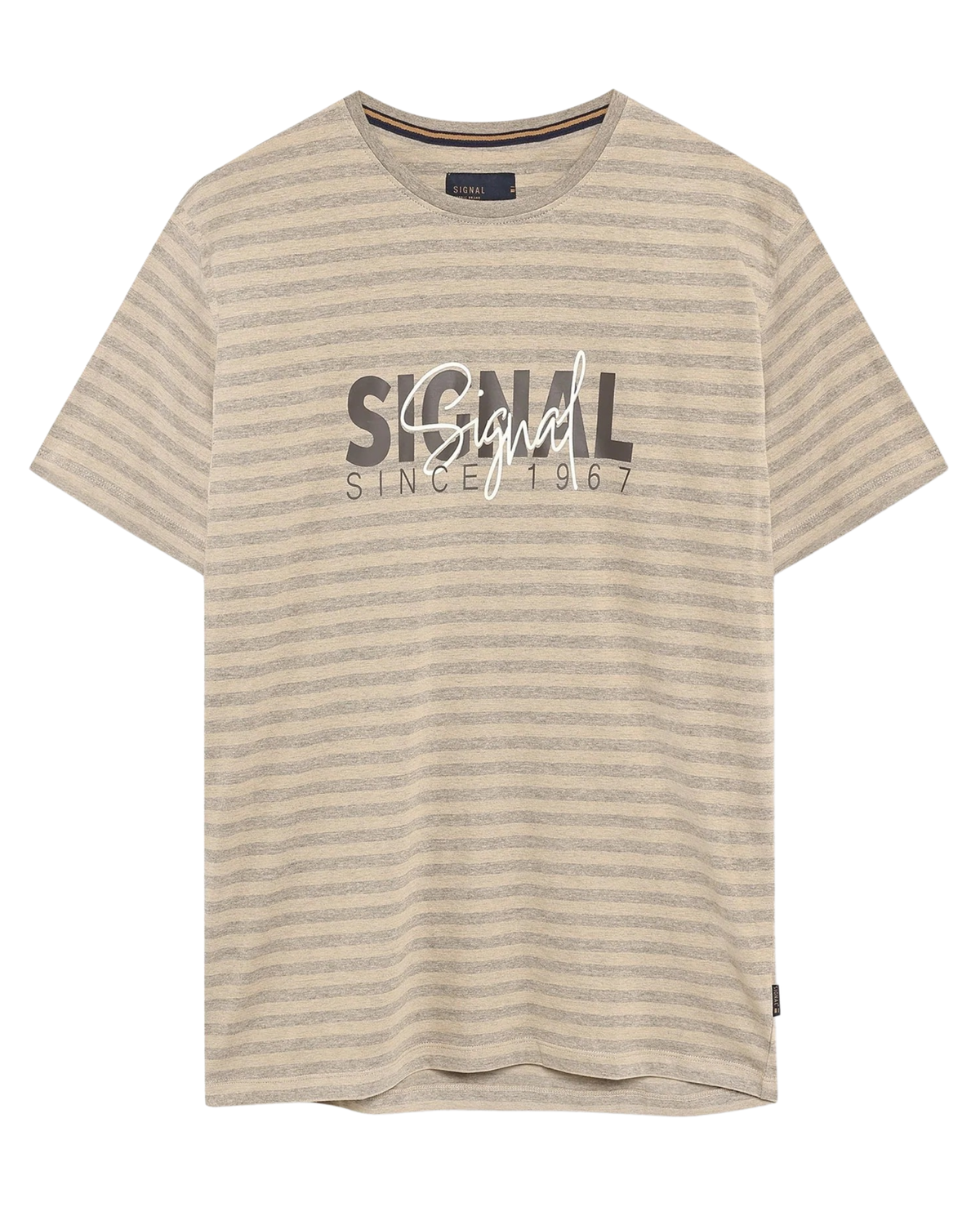 Signal 13656 LewiSi Subtle Stripe Print T-Shirt Beige