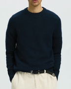 Selected "SLMRAI LS KNIT REG CREW NECK NOOS" Navy