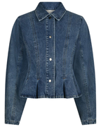 Neo Noir Rivora Denim Peplum Jacket Blue