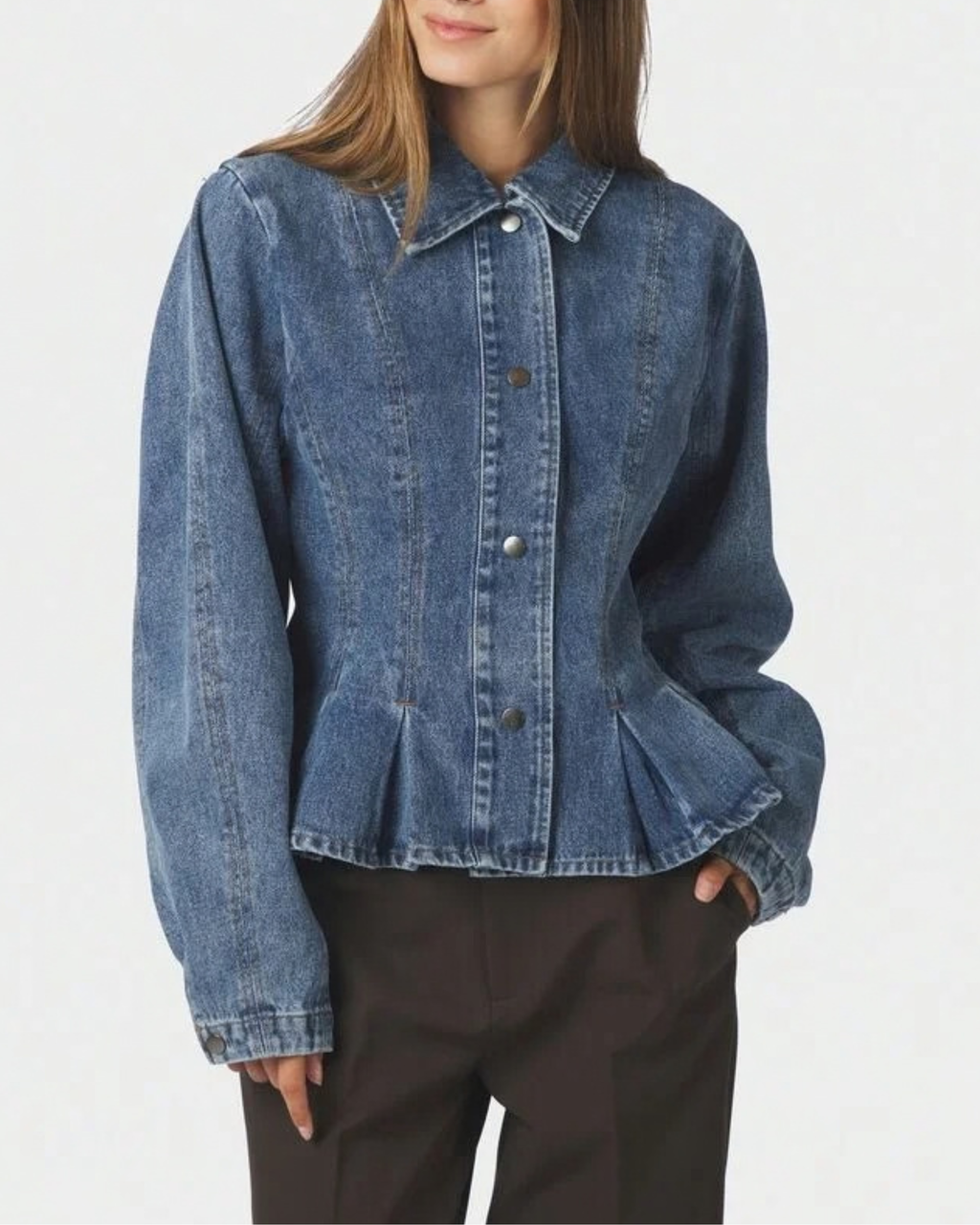 Neo Noir Rivora Denim Peplum Jacket Blue