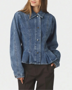 Neo Noir Rivora Denim Peplum Jacket Blue