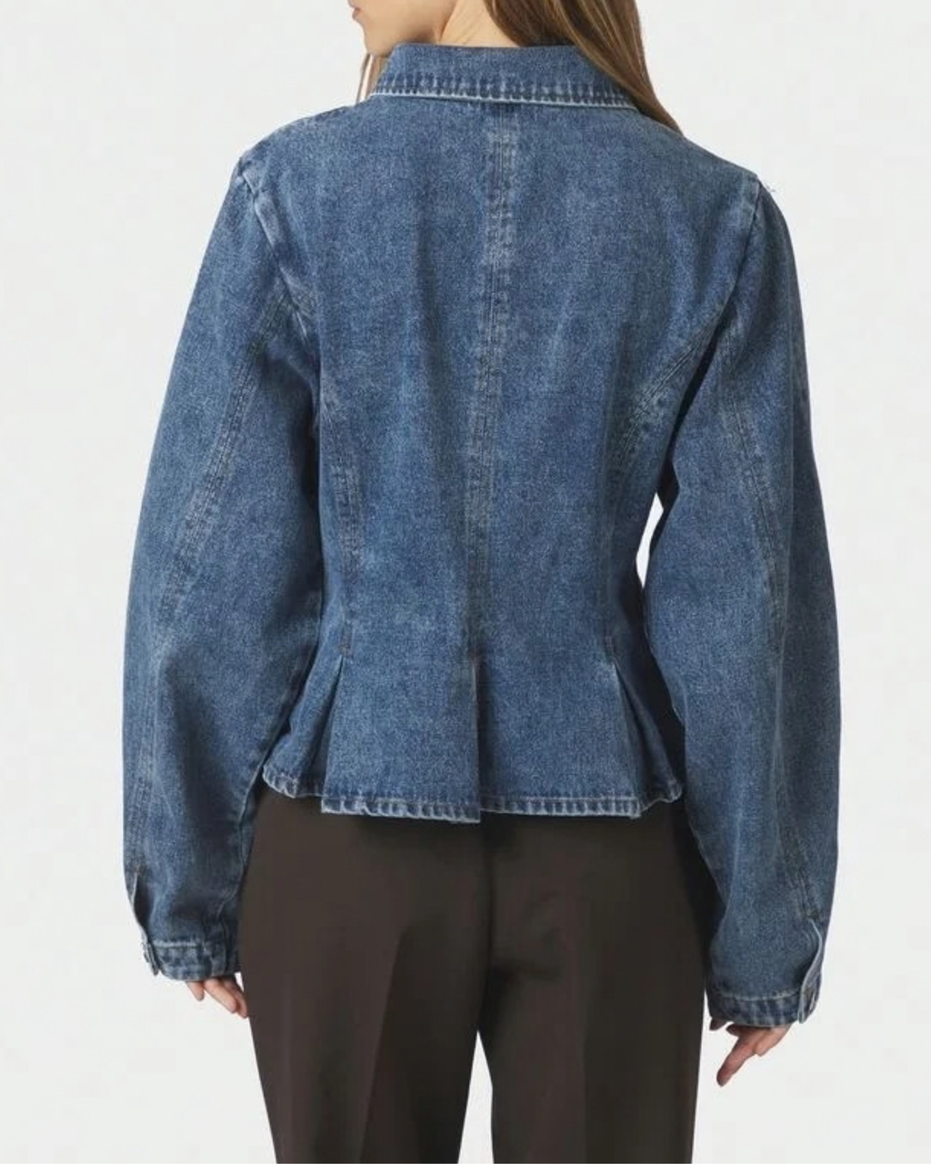 Neo Noir Rivora Denim Peplum Jacket Blue