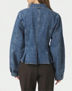 Neo Noir Rivora Denim Peplum Jacket Blue