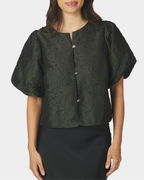 Neo Noir Aisa Brocade Blouse Dark Green
