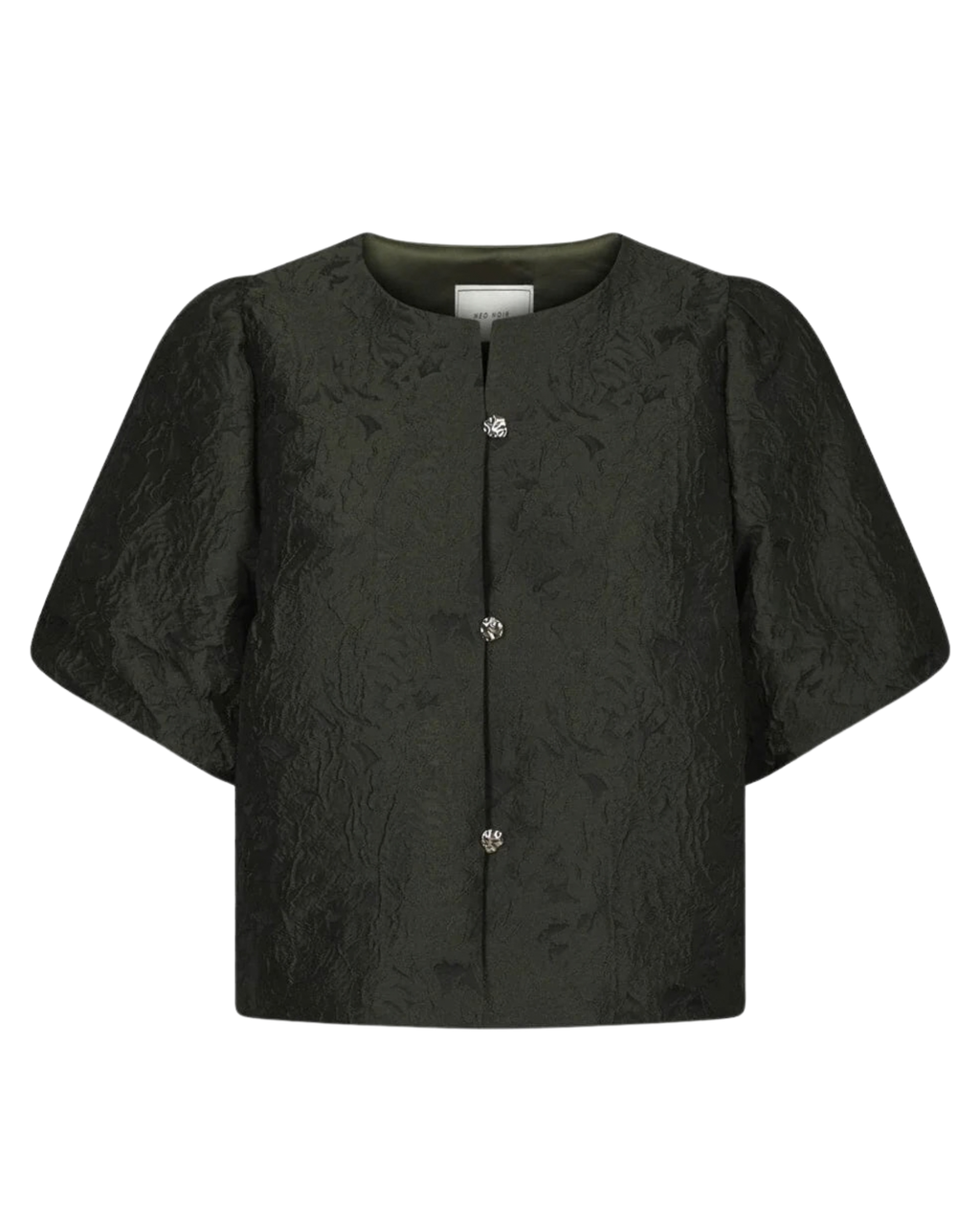 Neo Noir Aisa Brocade Blouse Dark Green