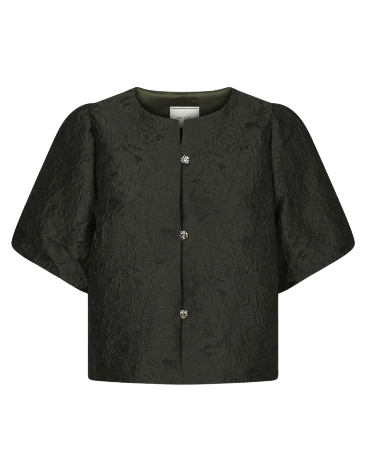 Neo Noir Aisa Brocade Blouse Dark Green