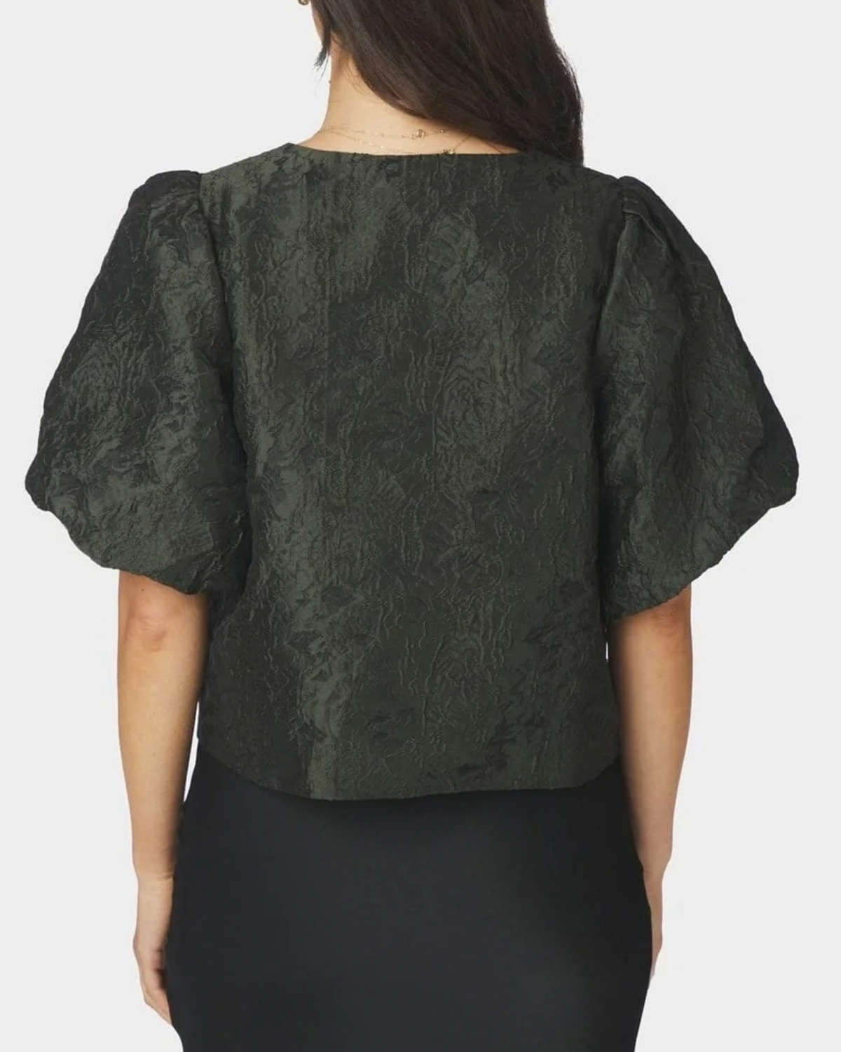 Neo Noir Aisa Brocade Blouse Dark Green