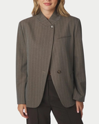 Neo Noir Nerine Pinstripe Blazer Dark Taupe