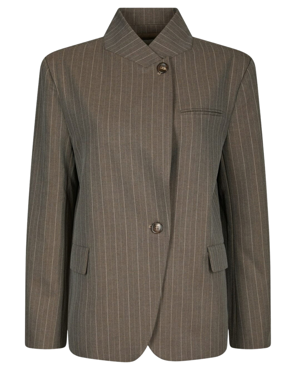 Neo Noir Nerine Pinstripe Blazer Dark Taupe