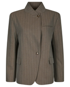 Neo Noir Nerine Pinstripe Blazer Dark Taupe