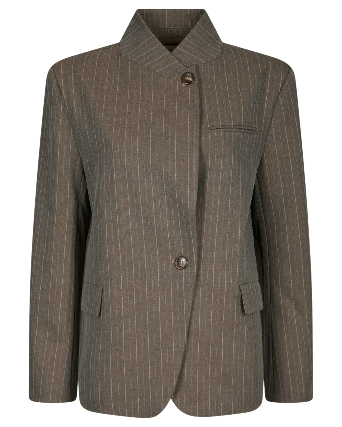 Neo Noir Nerine Pinstripe Blazer Dark Taupe