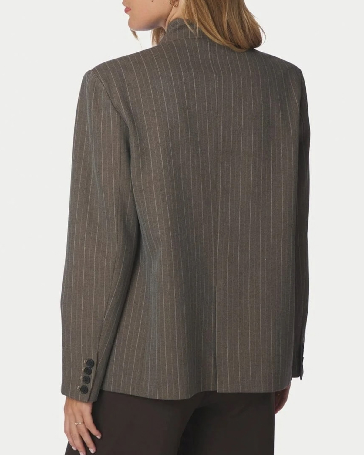 Neo Noir Nerine Pinstripe Blazer Dark Taupe