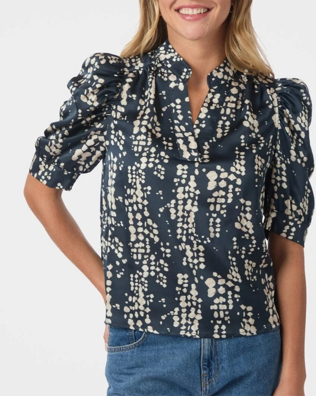 Neo Noir Roella Scatter Print Blouse Navy