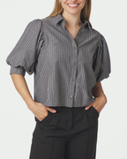 Neo Noir Etta Stripe B Shirt Dark Grey