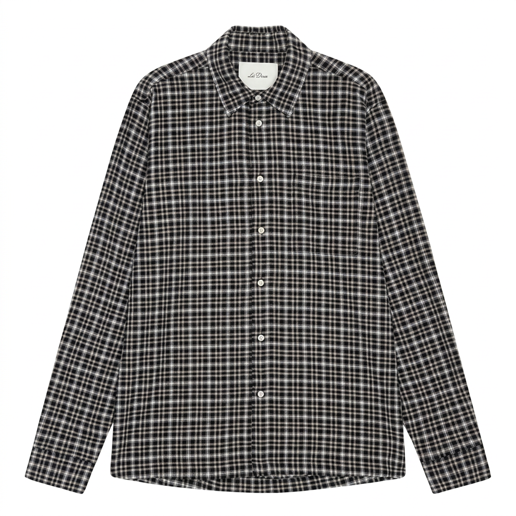 Les Deux Check Seersucker Shirt Black