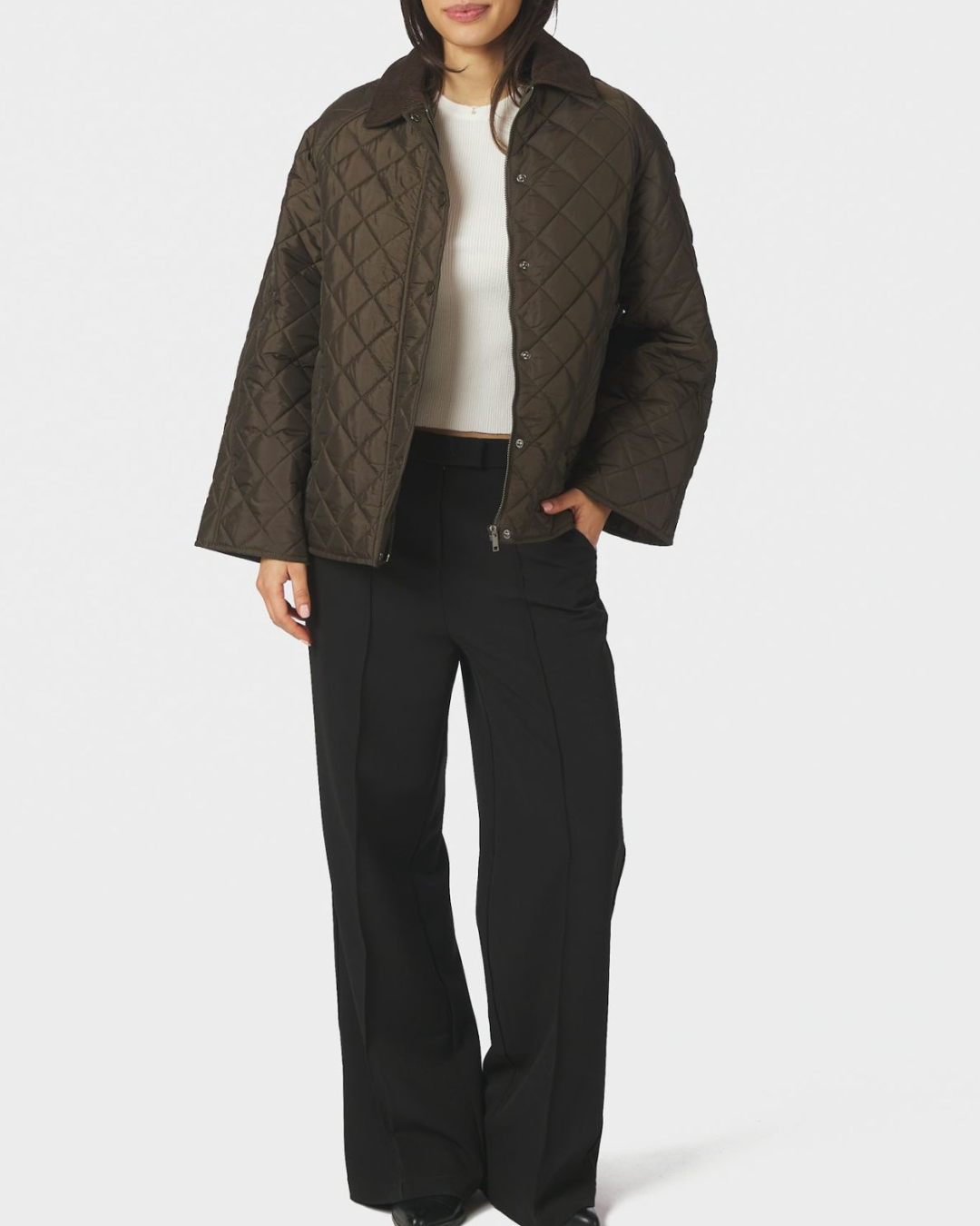 Neo Noir Iva Quilt Jacket Khaki