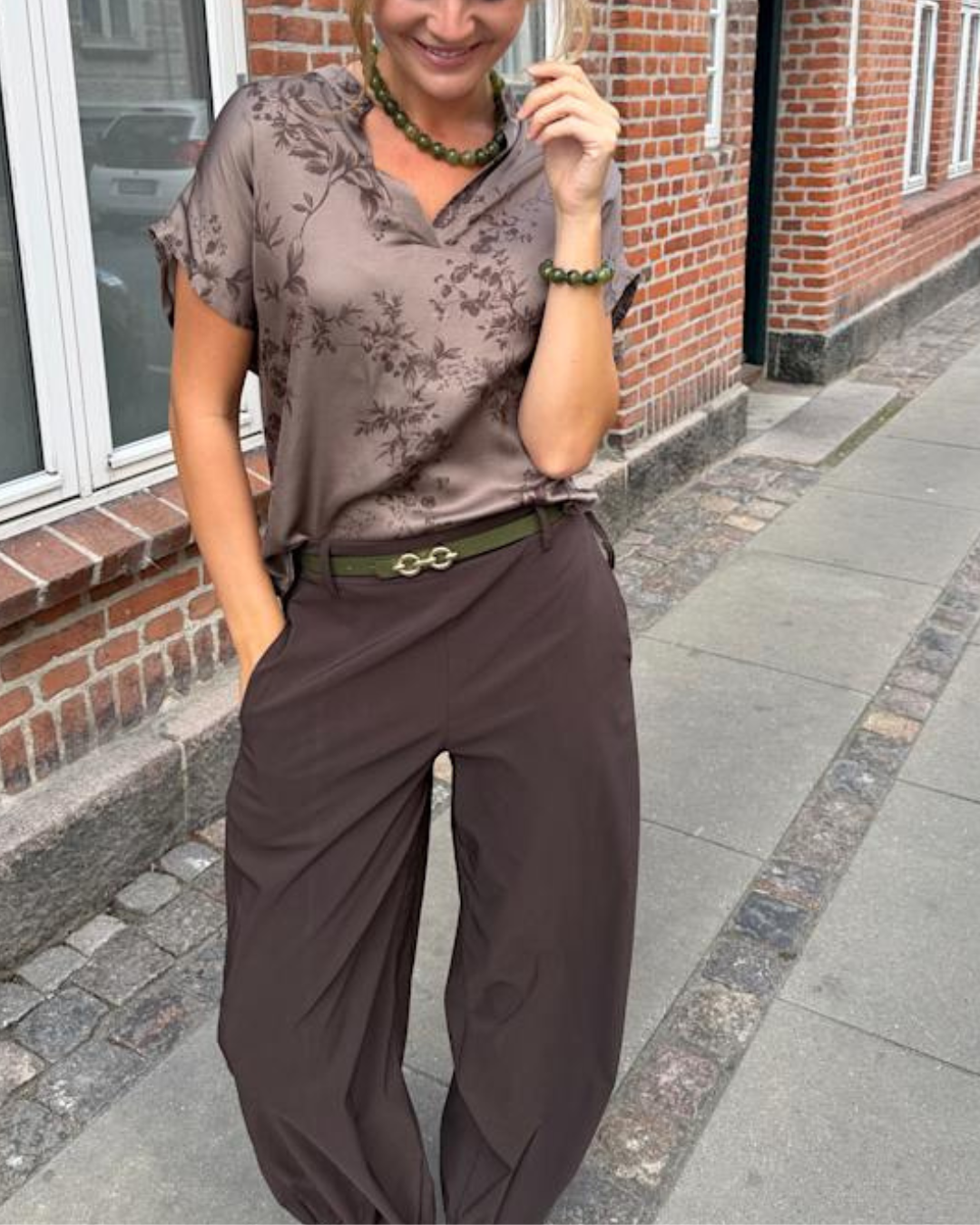 Black Colour Nancy SS Blouse Taupe