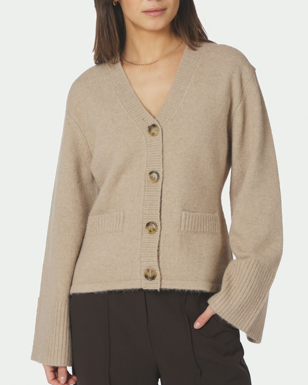 Neo Noir Pixie Knit Cardigan Warm Grey